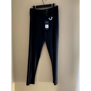 NWT True Religion Large Black Liquid Matte Leggings Pants Shiny Faux Leather